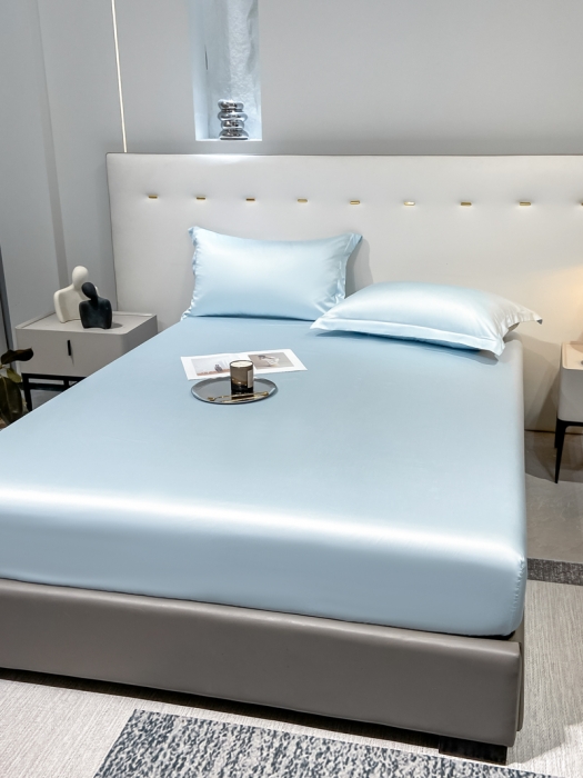 91家纺网 家纺一手货源 找家纺 涵宸 2023新款天丝ᵀᴹ纯色-单床笠 晴天兰