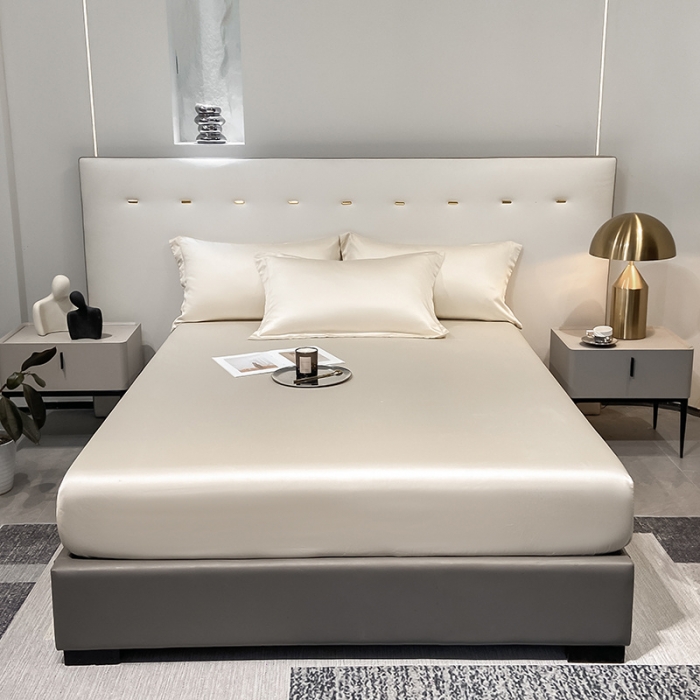 91家纺网 家纺一手货源 找家纺 涵宸 2023新款天丝ᵀᴹ纯色-单床笠 奶昔