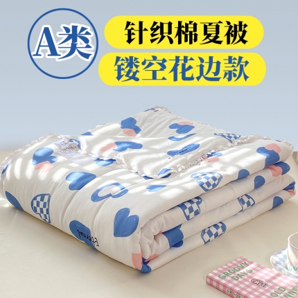 91家纺网 家纺一手货源 找家纺 （总）经年 2023年新款A类针织棉夏被夏凉被镂空花边款