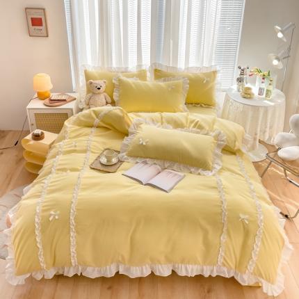 91家纺网 家纺一手货源 找家纺 （总）24年新品韩版公主风蝴蝶结磨毛四件套