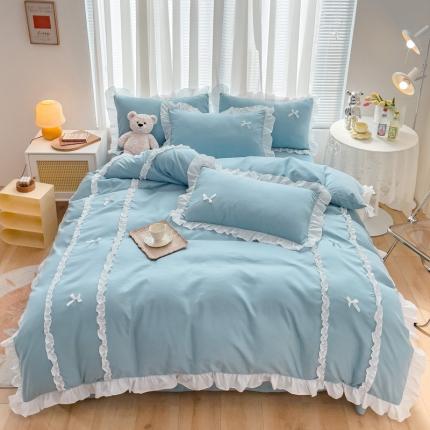 91家纺网 家纺一手货源 找家纺 （总）24年新品韩版公主风蝴蝶结磨毛四件套