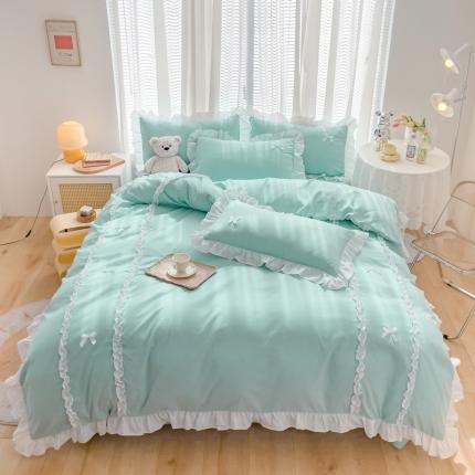 91家纺网 家纺一手货源 找家纺 （总）24年新品韩版公主风蝴蝶结磨毛四件套