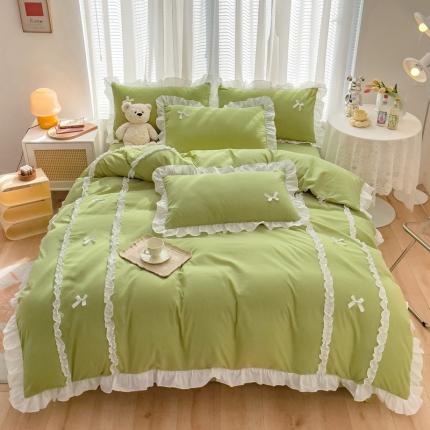 91家纺网 家纺一手货源 找家纺 （总）24年新品韩版公主风蝴蝶结磨毛四件套