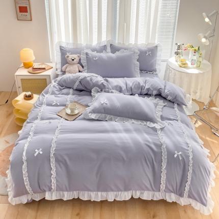 91家纺网 家纺一手货源 找家纺 （总）24年新品韩版公主风蝴蝶结磨毛四件套