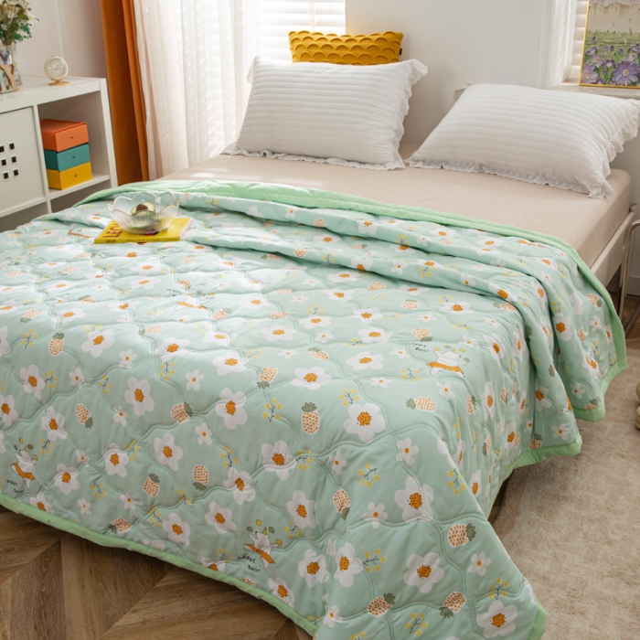 91家纺网 家纺一手货源 找家纺 爱派2023新款水洗棉印花夏被夏凉被空调被被子被芯 缤纷花朵