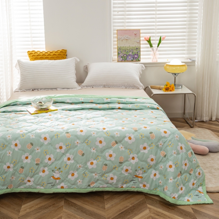 91家纺网 家纺一手货源 找家纺 爱派2023新款水洗棉印花夏被夏凉被空调被被子被芯 缤纷花朵