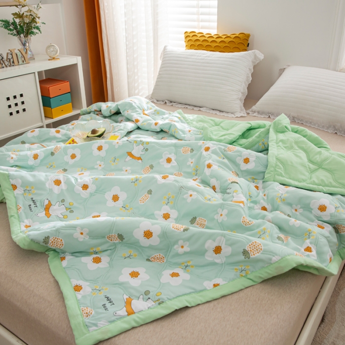 91家纺网 家纺一手货源 找家纺 爱派2023新款水洗棉印花夏被夏凉被空调被被子被芯 缤纷花朵