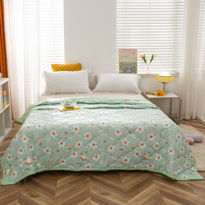 91家纺网 家纺一手货源 找家纺 爱派2023新款水洗棉印花夏被夏凉被空调被被子被芯 缤纷花朵