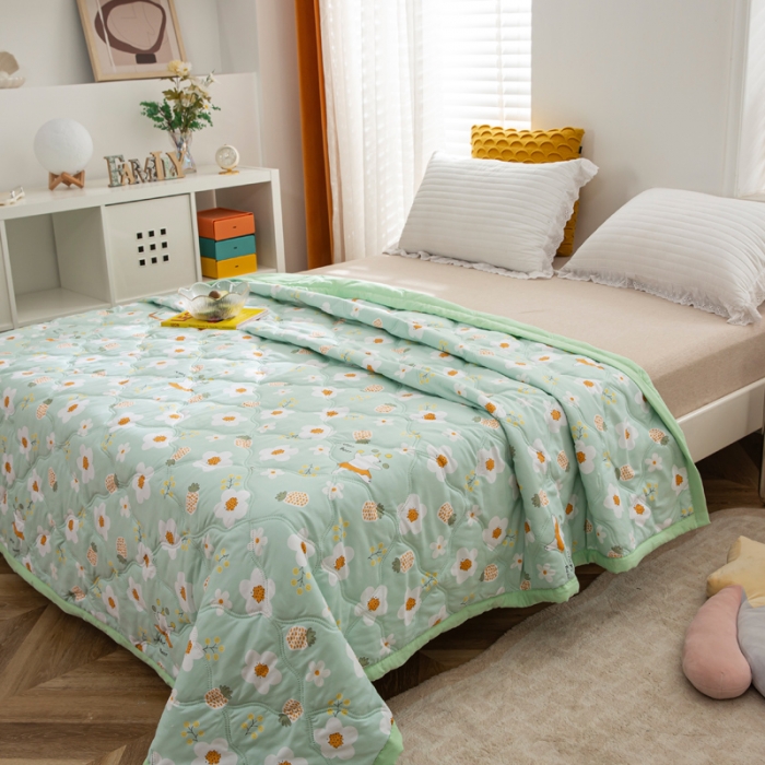 91家纺网 家纺一手货源 找家纺 爱派2023新款水洗棉印花夏被夏凉被空调被被子被芯 缤纷花朵