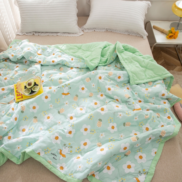 91家纺网 家纺一手货源 找家纺 爱派2023新款水洗棉印花夏被夏凉被空调被被子被芯 缤纷花朵