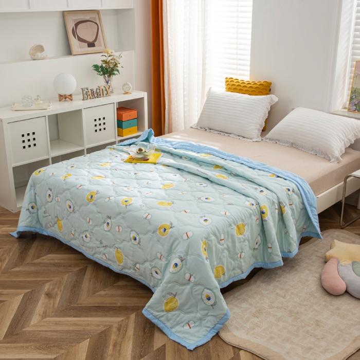 91家纺网 家纺一手货源 找家纺 爱派2023新款水洗棉印花夏被夏凉被空调被被子被芯 夏日柠檬