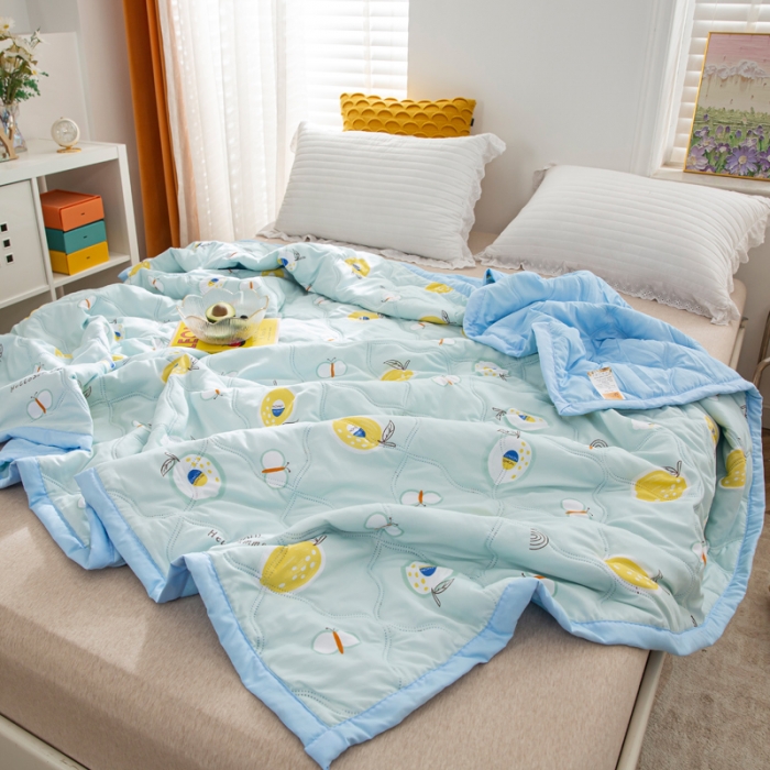 91家纺网 家纺一手货源 找家纺 爱派2023新款水洗棉印花夏被夏凉被空调被被子被芯 夏日柠檬