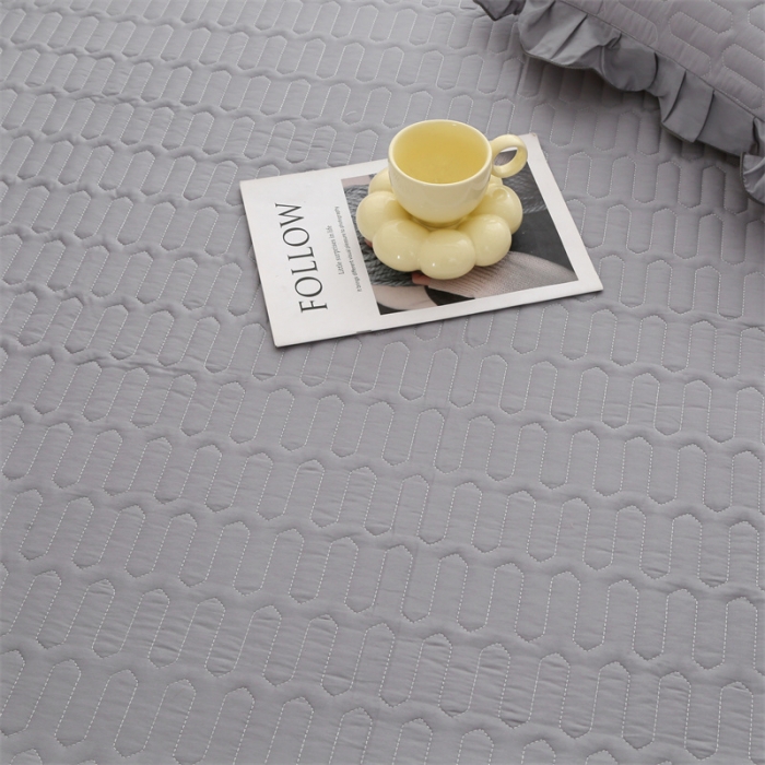 91家纺网 家纺一手货源 找家纺 美优兰 2025新款全棉防滑榻榻米炕垫纯棉床盖三件套 冰岛灰