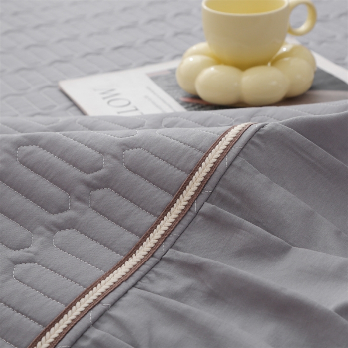 91家纺网 家纺一手货源 找家纺 美优兰 2025新款全棉防滑榻榻米炕垫纯棉床盖三件套 冰岛灰