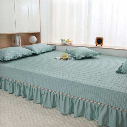 91家纺网 家纺一手货源 找家纺 美优兰 2025新款全棉防滑榻榻米炕垫纯棉床盖三件套 绿波