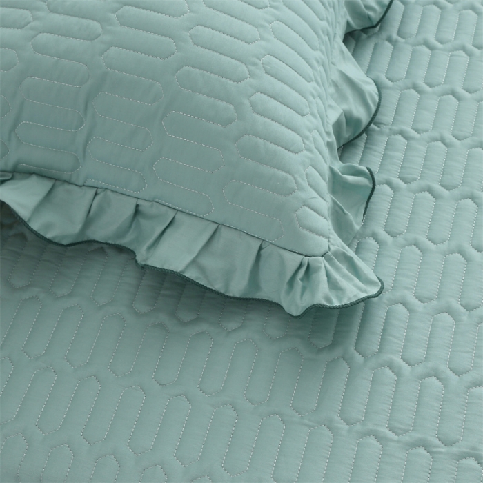 91家纺网 家纺一手货源 找家纺 美优兰 2025新款全棉防滑榻榻米炕垫纯棉床盖三件套 绿波