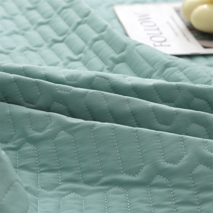 91家纺网 家纺一手货源 找家纺 美优兰 2025新款全棉防滑榻榻米炕垫纯棉床盖三件套 绿波