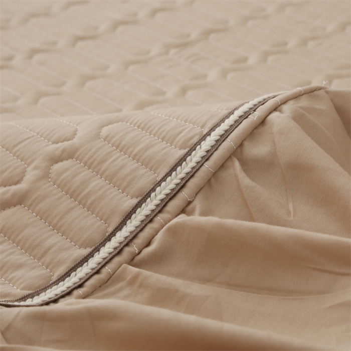 91家纺网 家纺一手货源 找家纺 美优兰 2025新款全棉防滑榻榻米炕垫纯棉床盖三件套 秋香驼