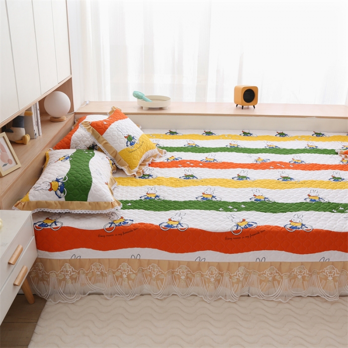 91家纺网 家纺一手货源 找家纺 美优兰 2025新款全棉防滑榻榻米炕垫纯棉床盖三件套 童年时光