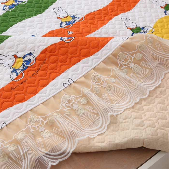 91家纺网 家纺一手货源 找家纺 美优兰 2025新款全棉防滑榻榻米炕垫纯棉床盖三件套 童年时光