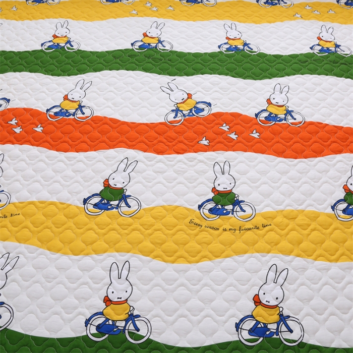 91家纺网 家纺一手货源 找家纺 美优兰 2025新款全棉防滑榻榻米炕垫纯棉床盖三件套 童年时光