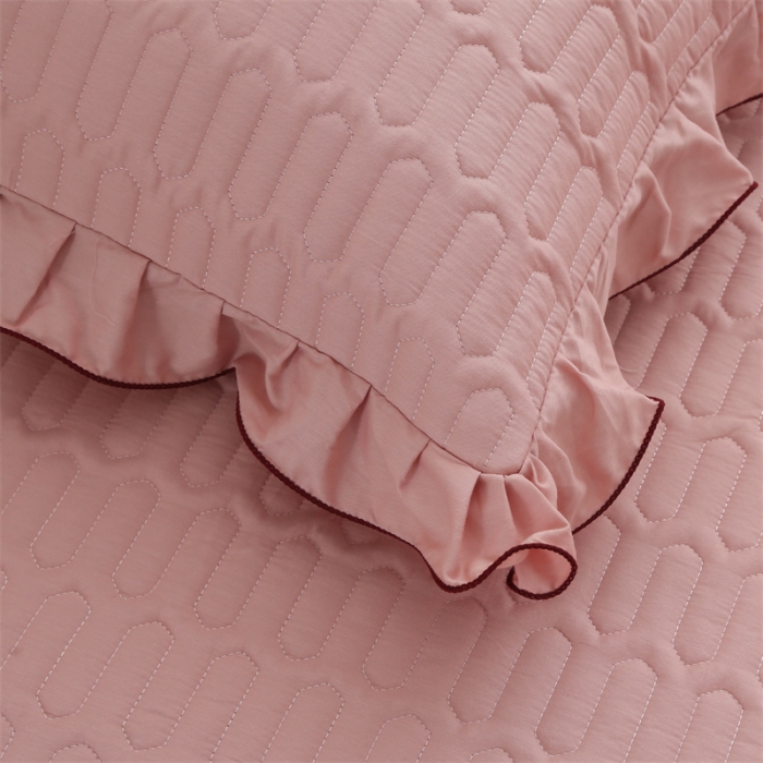 91家纺网 家纺一手货源 找家纺 美优兰 2025新款全棉防滑榻榻米炕垫纯棉床盖三件套 樱桃粉