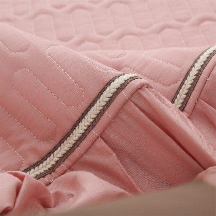 91家纺网 家纺一手货源 找家纺 美优兰 2025新款全棉防滑榻榻米炕垫纯棉床盖三件套 樱桃粉