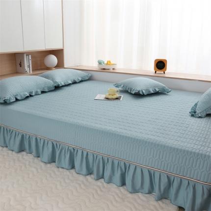 美优兰 2025新款全棉防滑榻榻米炕垫纯棉床盖三件套 月光蓝