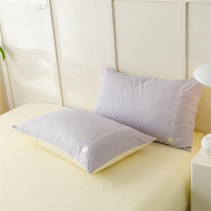 798 2023新款小香全棉单品枕套 小香-浅紫+米黄