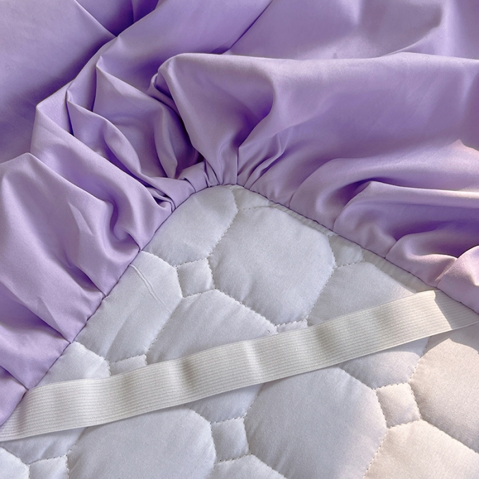 91家纺网 家纺一手货源 找家纺 罗艺轩 2024新款 泡泡纱夹棉床裙白雪公主系列 丁香紫