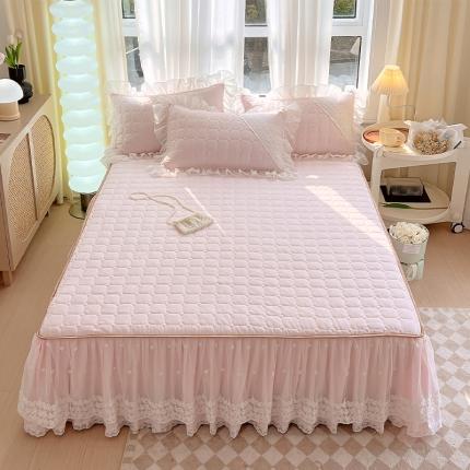 罗艺轩 2024新款 泡泡纱夹棉床裙白雪公主系列 少女粉