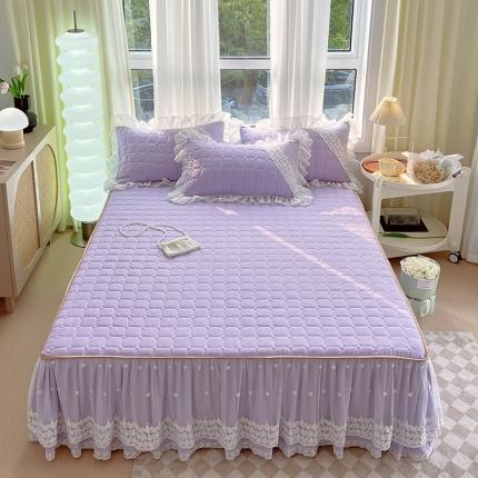 罗艺轩 2024新款 泡泡纱夹棉床裙白雪公主系列 丁香紫