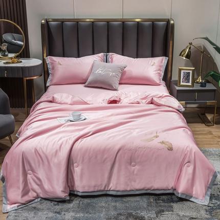 91家纺网 家纺一手货源 找家纺 （总）新款水洗真丝刺绣夏被四件套