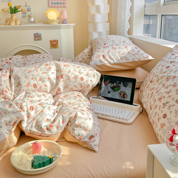 91家纺网 家纺一手货源 找家纺 柠馨 2023新款 13376全棉印花三件套学生季三件套 田园兔