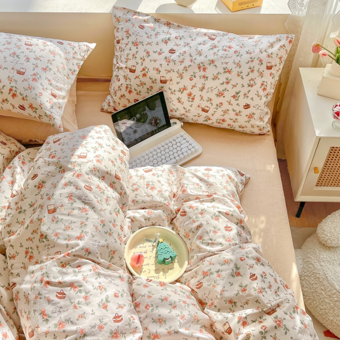 91家纺网 家纺一手货源 找家纺 柠馨 2023新款 13376全棉印花三件套学生季三件套 田园兔