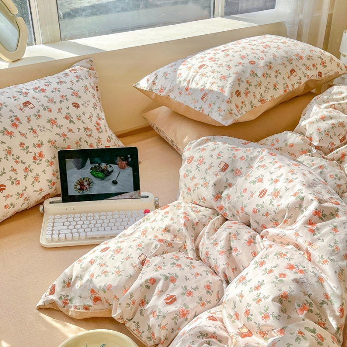 91家纺网 家纺一手货源 找家纺 柠馨 2023新款 13376全棉印花三件套学生季三件套 田园兔