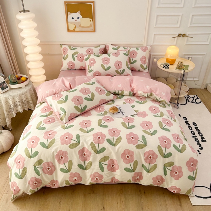 91家纺网 家纺一手货源 找家纺 柠馨 2023新款 13376全棉印花三件套学生季三件套 嫣然