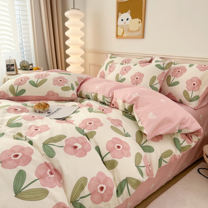 91家纺网 家纺一手货源 找家纺 柠馨 2023新款 13376全棉印花三件套学生季三件套 嫣然