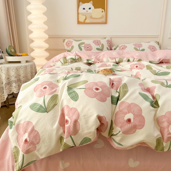 91家纺网 家纺一手货源 找家纺 柠馨 2023新款 13376全棉印花三件套学生季三件套 嫣然