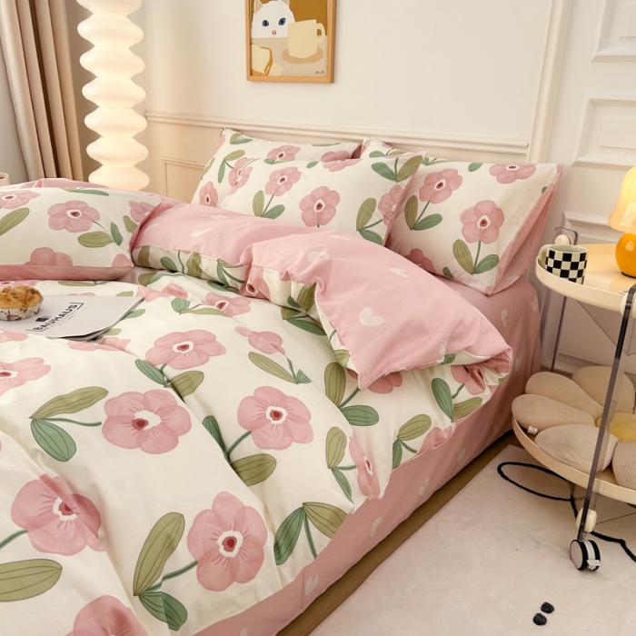 91家纺网 家纺一手货源 找家纺 柠馨 2023新款 13376全棉印花三件套学生季三件套 嫣然