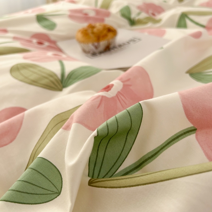 91家纺网 家纺一手货源 找家纺 柠馨 2023新款 13376全棉印花三件套学生季三件套 嫣然