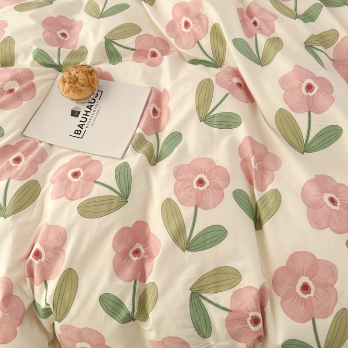 91家纺网 家纺一手货源 找家纺 柠馨 2023新款 13376全棉印花三件套学生季三件套 嫣然