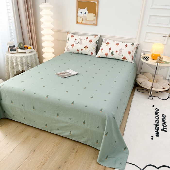 91家纺网 家纺一手货源 找家纺 柠馨 2023新款 13376全棉印花三件套学生季三件套 蘑菇林