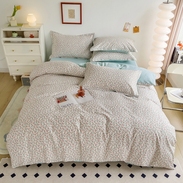 91家纺网 家纺一手货源 找家纺 柠馨 2023新款 13376全棉印花三件套学生季三件套 繁花