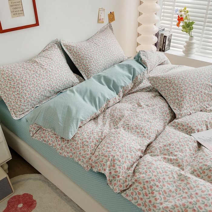 91家纺网 家纺一手货源 找家纺 柠馨 2023新款 13376全棉印花三件套学生季三件套 繁花