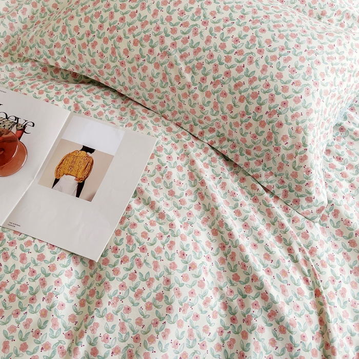 91家纺网 家纺一手货源 找家纺 柠馨 2023新款 13376全棉印花三件套学生季三件套 繁花