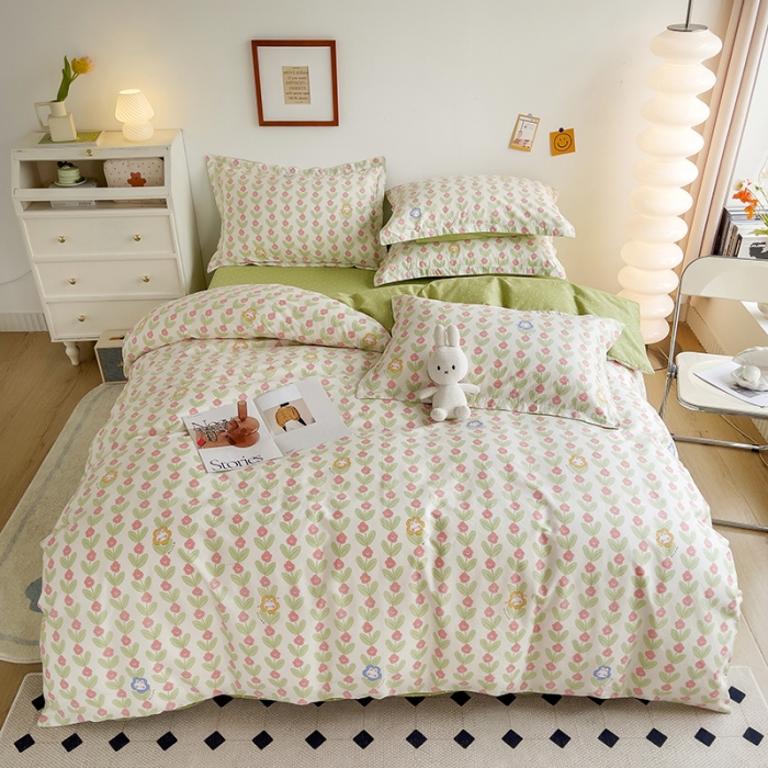 91家纺网 家纺一手货源 找家纺 柠馨 2023新款 13376全棉印花三件套学生季三件套 温妮