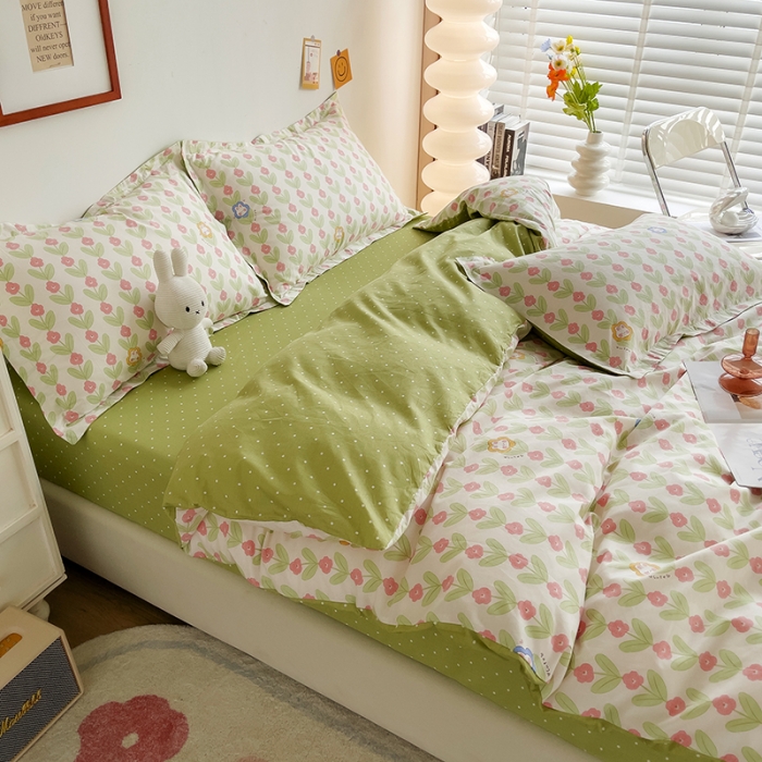 91家纺网 家纺一手货源 找家纺 柠馨 2023新款 13376全棉印花三件套学生季三件套 温妮