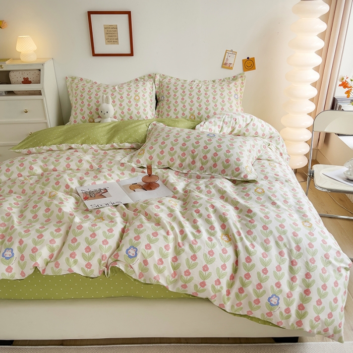 91家纺网 家纺一手货源 找家纺 柠馨 2023新款 13376全棉印花三件套学生季三件套 温妮