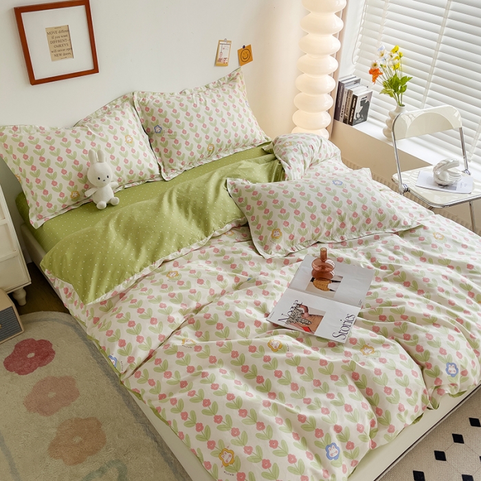 91家纺网 家纺一手货源 找家纺 柠馨 2023新款 13376全棉印花三件套学生季三件套 温妮